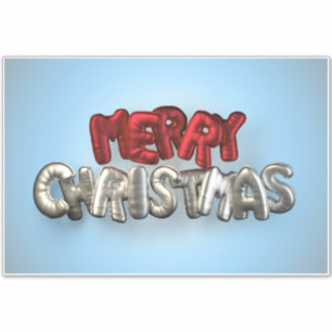 Adesivo Letras de Balão de Feliz Natal Vermelho e Prata
