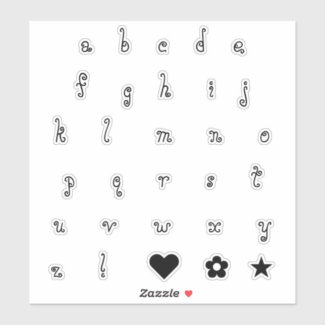 Adesivo Letras iniciais do alfabeto preto brilhante (Folha)