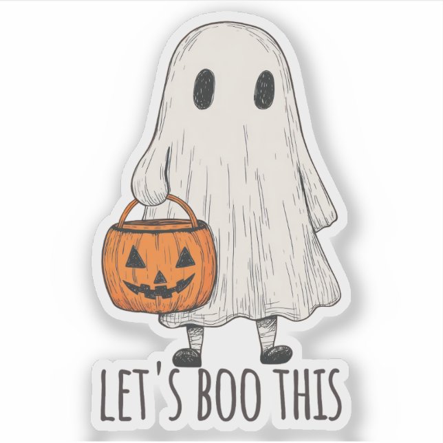 Adesivo Let's Boo This Fun Ghost Trick or Treat (Frente)