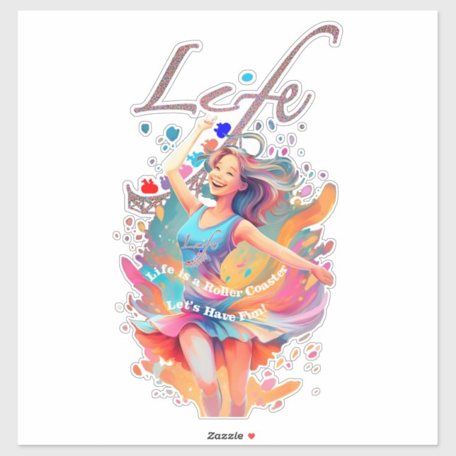 Adesivo Let's Have Fun,Life a Roller Coaster (Folha)