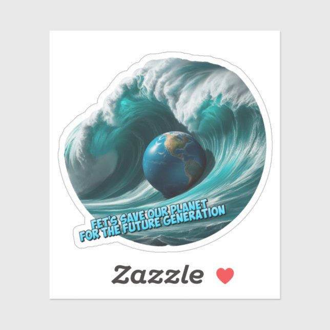 Adesivo let's save our planet for the future generation (Folha)