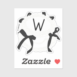 Adesivo Letter W Initial Black And White Bow Vintage Cake 