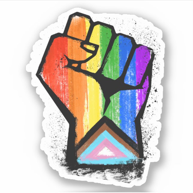 ADESIVO LGBTQ PROGRESSO ORGULHA FIST (Frente)