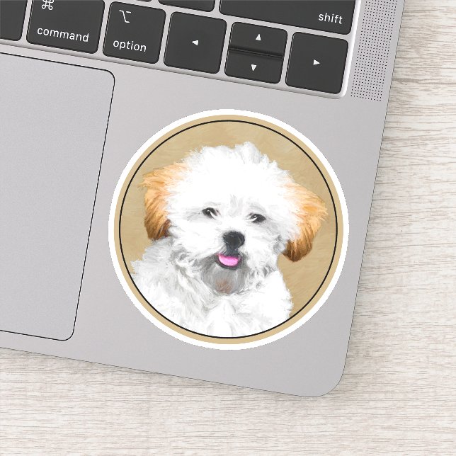 Adesivo Lhasa Apso Puppy Painting - Arte De Cachorro Origi (Detalhe)