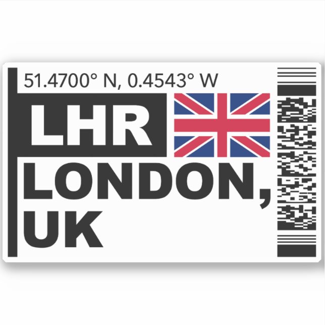Adesivo LHR London Boarding Pass - England, UK Travel (Frente)