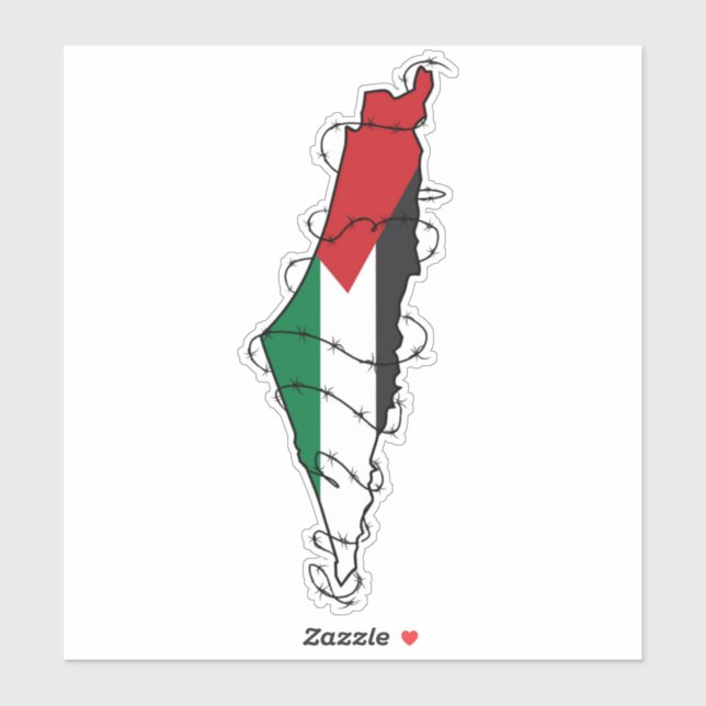 Adesivo Liberdade Palestina Barbed Wire Mapa da Liberdade  (Folha)