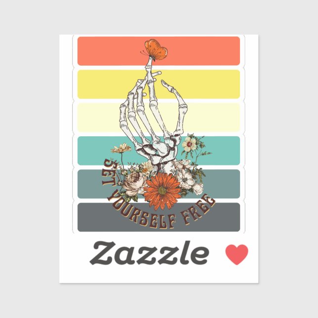 Adesivo Liberte-Se - Flores De Esqueleto Borboleta (Folha)