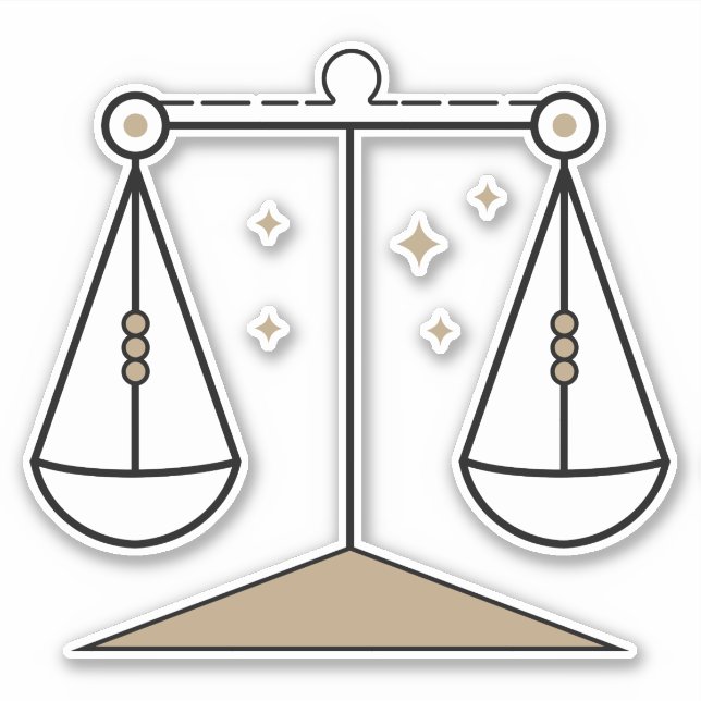 Adesivo Libra Escala Sinal de Ar Símbolo Astrológico Preto (Frente)