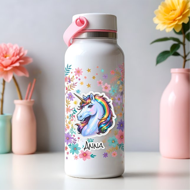 Adesivo Licorne rêves prénom arc-en-ciel étoiles tête (Criador carregado)