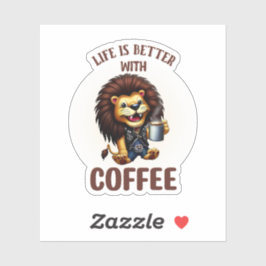ADESIVO LIFE IS BETTER WITH A COFFEE, LION