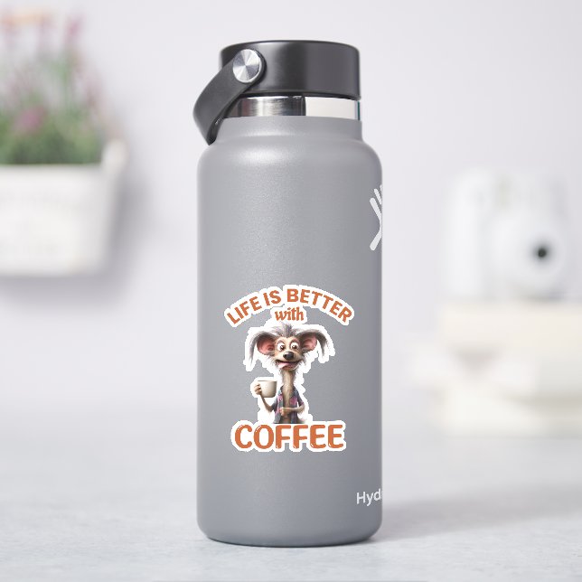 ADESIVO LIFE IS BETTER WITH A COFFEE, LION (HidroFlask)