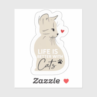 Adesivo Life Is Better With Cats Cute Cat Lover Sticker