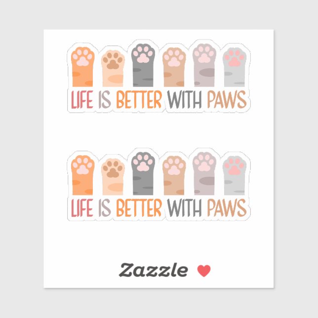 Adesivo Life is Better with Paws (Folha)