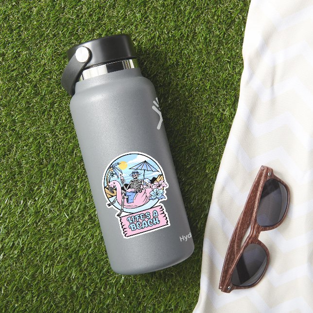 Adesivo Life’s a Beach Skeleton Flamingo Float (HydroFlask Insitu)