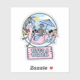 Adesivo Life’s a Beach Skeleton Flamingo Float