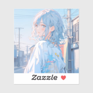 Adesivo Light blue girl | 東京娘 GenerartiveAI シール