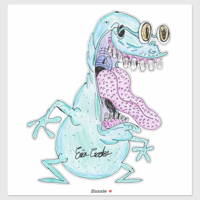 Adesivo light blue monster alien cartoon (Folha)