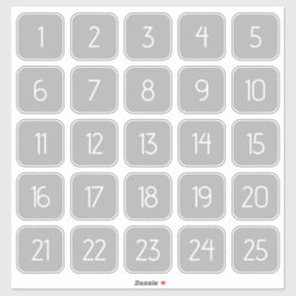Adesivo Light Gray Customizable Square Number Stickers