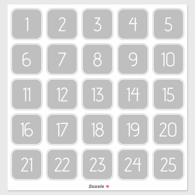 Adesivo Light Gray Customizable Square Number Stickers  (Folha)