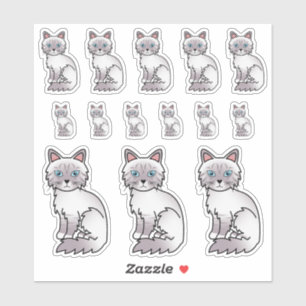 Adesivo Lilac Point Tabby Birman / Ragdoll Cartoon Cats