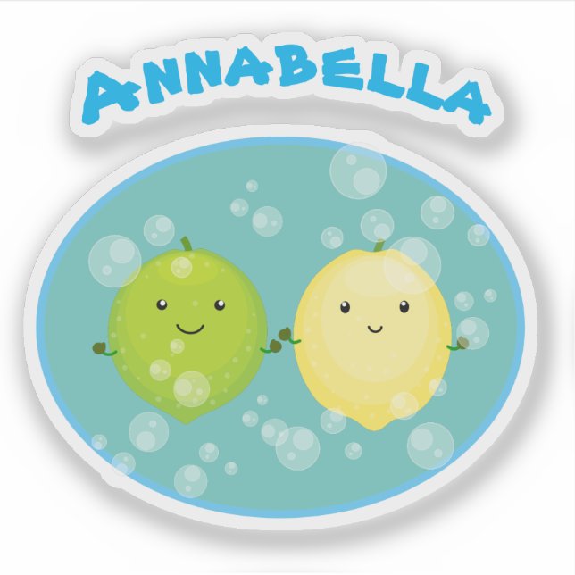 Adesivo Limão de limão-branco cartoon de fruta de citrinos (Frente)