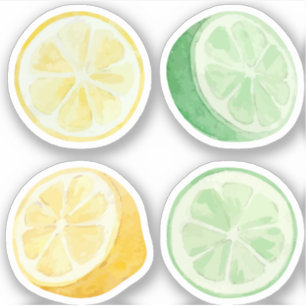 Adesivo Limonada limão e limões verdes conjunto de aquarel