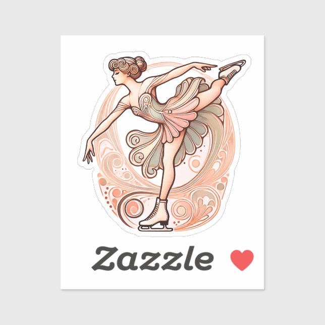 Adesivo Linda Arte Nouveau Figura Skater Sticker (Folha)