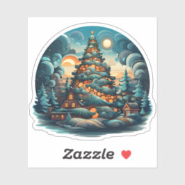 Adesivo Linda Árvore De Natal Em Férias Felizes