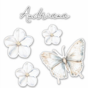 Adesivo Linda Borboleta Azul Branca Chá de Noiva