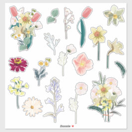 Adesivo Linda coleção romântica de primavera florais.