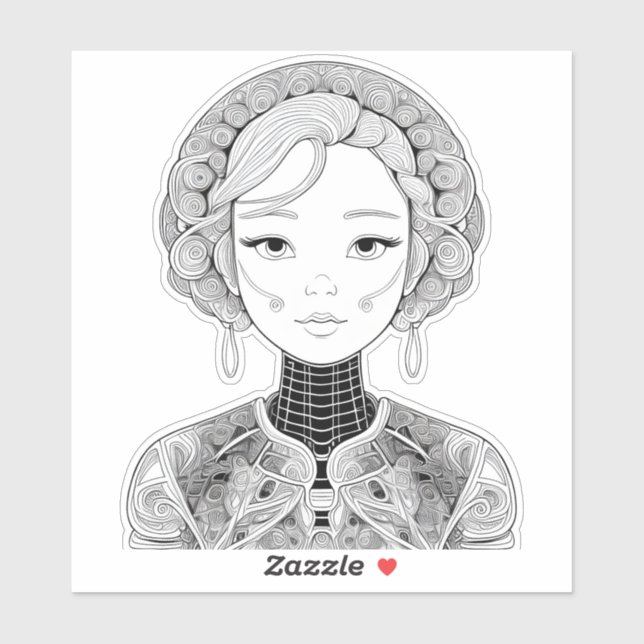 Adesivo Linda garota no estilo boho (Folha)