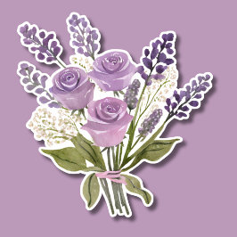 Adesivo Linda Lavanda de Aquarela Rose Bouquet à Prova de