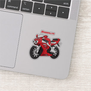 Adesivo Linda moto esportiva vermelha de desenho animado