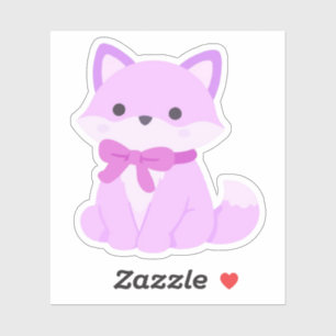 Adesivo Linda Raposa Roxa Kawaii com Design de Animal com