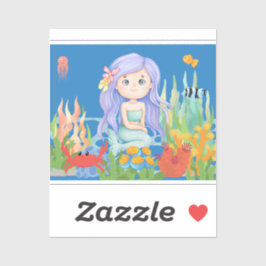 Adesivo Linda sereia Penteada brincando no mar