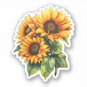 Adesivo Linda Watercolor Floral Sunflower Buquê