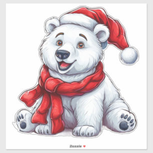 Adesivo ❄️ Lindo Amuleto de Urso Polar Natal Inverno