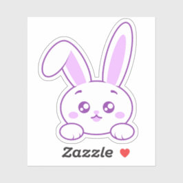 Adesivo Lindo Bunny Kawaii Pastel Roxo com Patas Aparecend