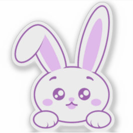 Adesivo Lindo Bunny Kawaii Pastel Roxo com Patas Aparecend