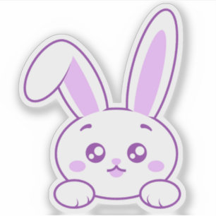 Adesivo Lindo Bunny Kawaii Pastel Roxo com Patas Aparecend