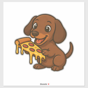 Adesivo Lindo cachorro cartoon dachshund amante de pizza p
