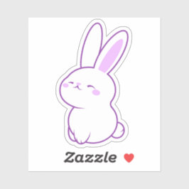 Adesivo Lindo Coelho Sorridente Kawaii Pastel Roxo Feliz