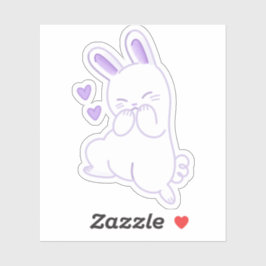 Adesivo Lindo Coelho Tímido Roxo Pastel Kawaii Rindo
