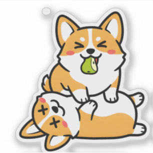 Adesivo Lindo Corgi com Pera em Corgi Cansado Arte de Cach
