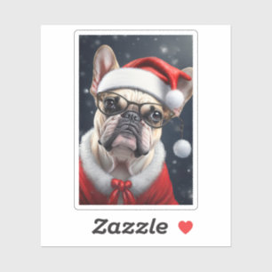 Adesivo Lindo design de Natal de férias de Bulldog Francês
