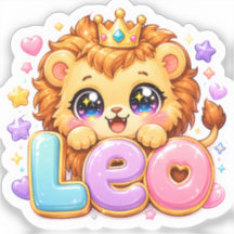 Lindo Kawaii Leo Leão Nome Pastel Rosa Coroa Brilh