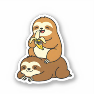 Adesivo Lindo Preguiça Comendo Banana no Preguiçoso Engraç