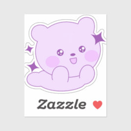 Adesivo Lindo Ursozinho Kawaii Pastel Roxo Brilho Personal