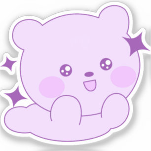 Adesivo Lindo Ursozinho Kawaii Pastel Roxo Brilho Personal