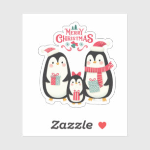 Adesivo lindos pinguins Feliz Natal